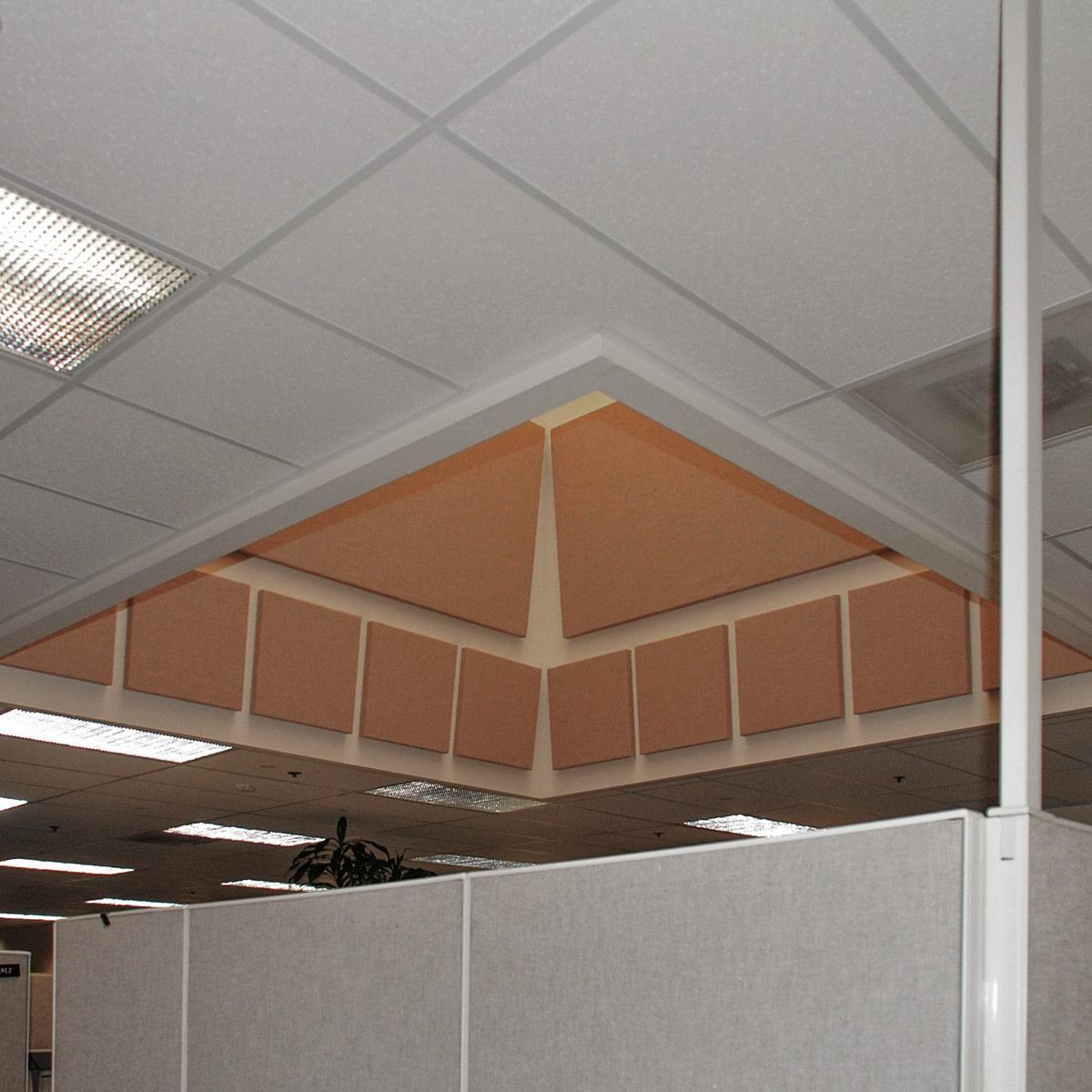 Siemens PLM Software lined the chutes to these skylights with acoustic panels to eliminate the disruptive sound that was reverberating back into the office space.