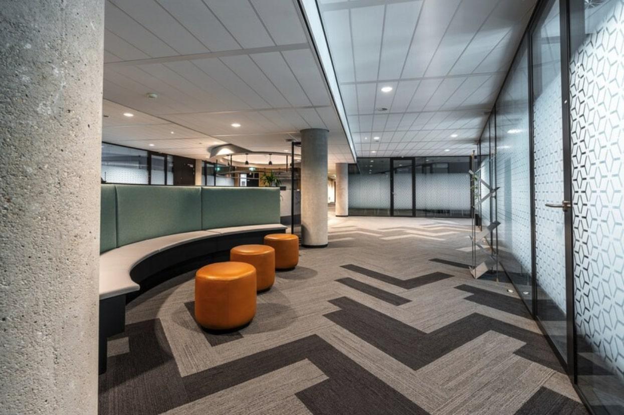 Soft carpet and furnishings in an office lobby