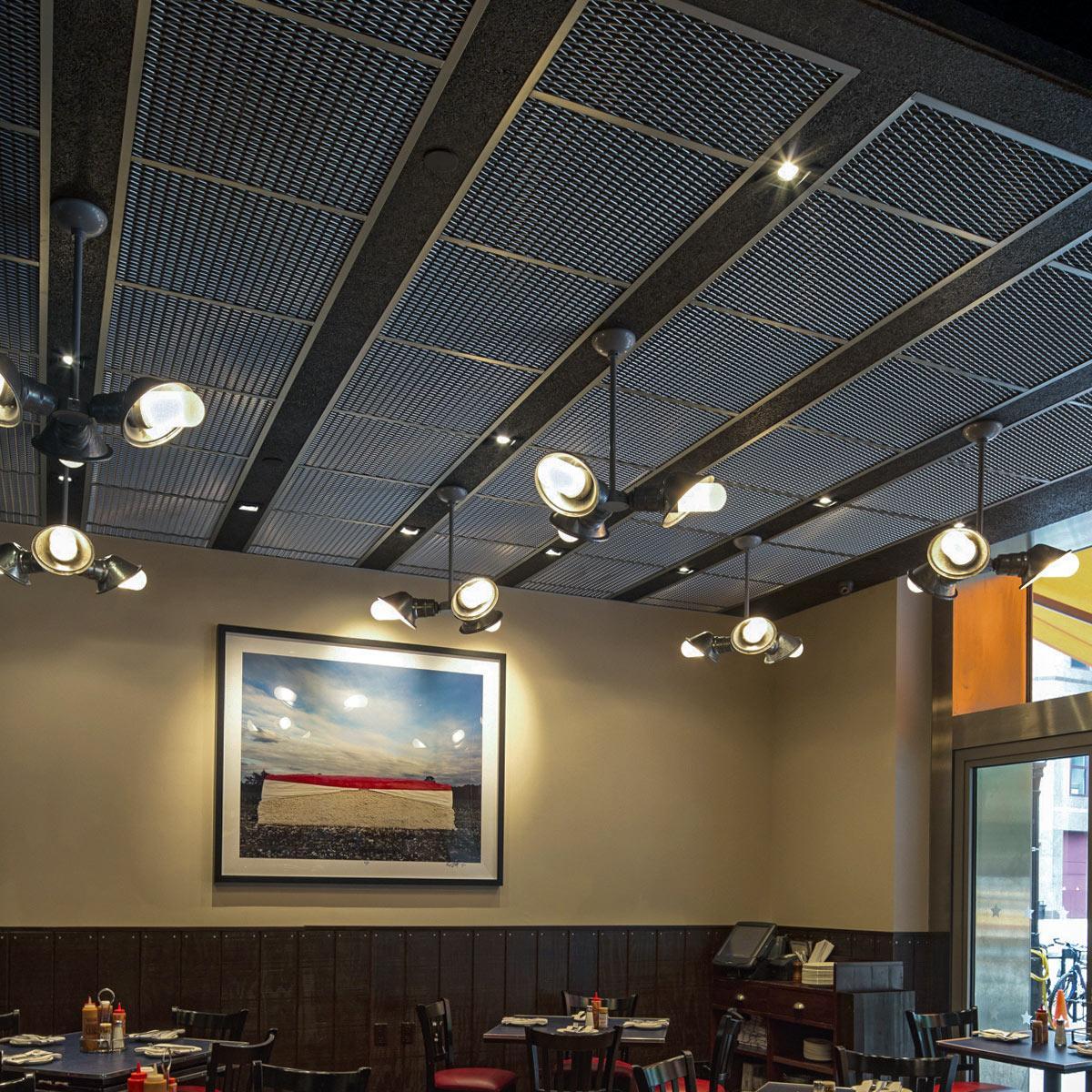 Blue Smoke Restaurant – Sonex® Squareline ceiling tiles by Pinta Acoustic, Inc.