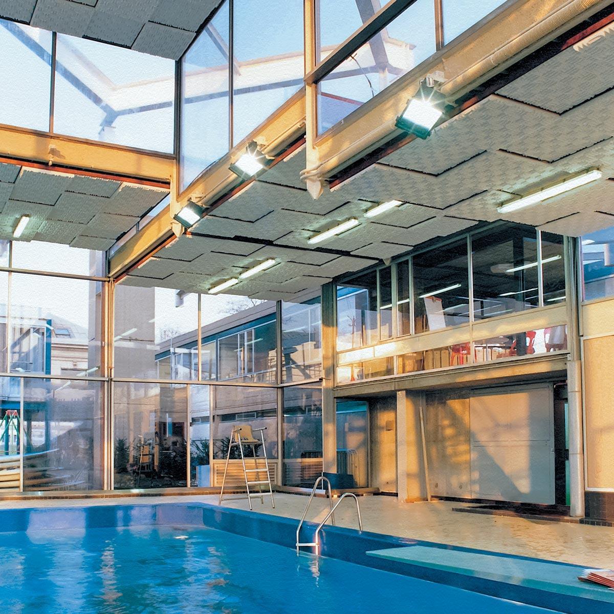 Sonex® One Acoustic Foam by Pinta Acoustics, Inc. placed on ceilings in a Natatorium in Germany
