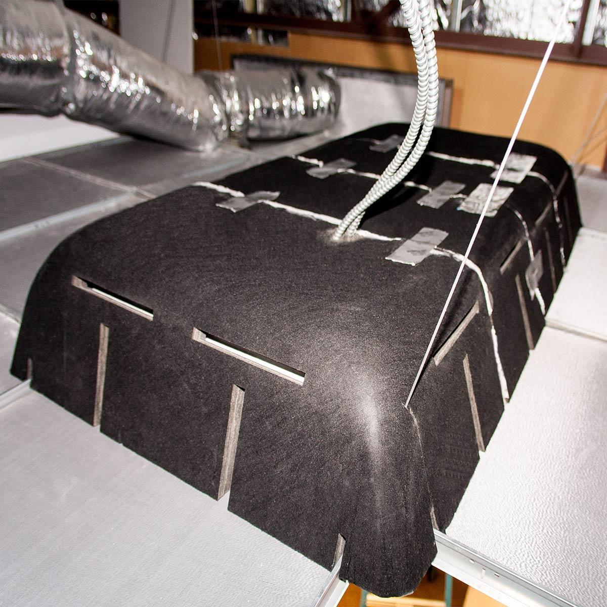 The fully assembled PrivacyShield® Light Hood and Ceiling Tile Barriers will reduce the sound transmitted through the ceiling grid for as long as they are installed in the ceiling grid system.