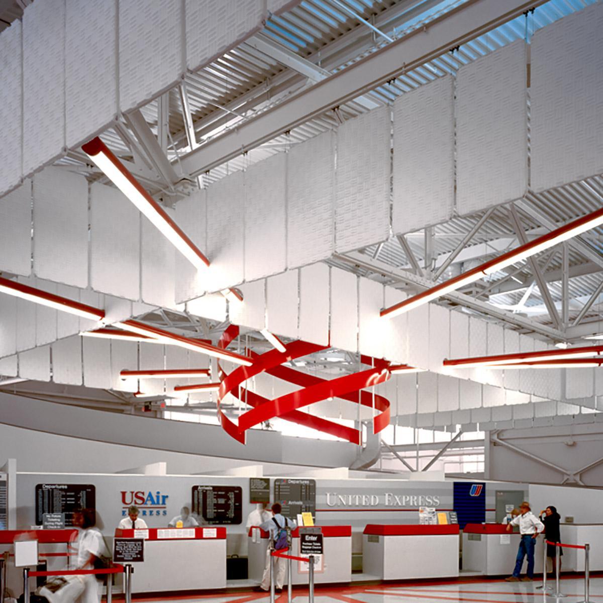Tweed - New Haven Airport - Airport using Sonex® One ceiling baffles by Pinta Acoustic, Inc.to control ambient noise for better speech intelligibility.