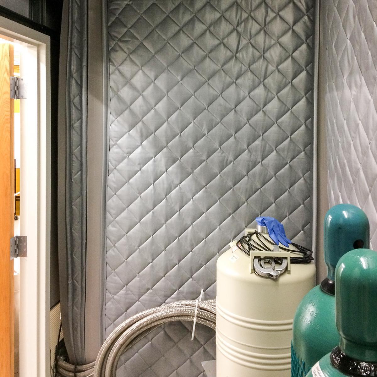UT Dallas Lab lined a closet with PrivacyShield® Absorptive Soundproofing Blankets to reduce the noise transmission of their machinery.