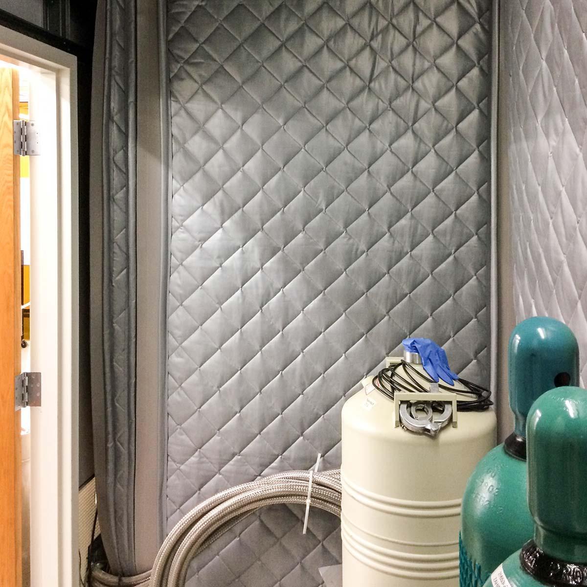 UT Dallas Lab lined a closet with PrivacyShield® Absorptive Soundproofing Blankets to reduce the transmission of their noisy machinery.