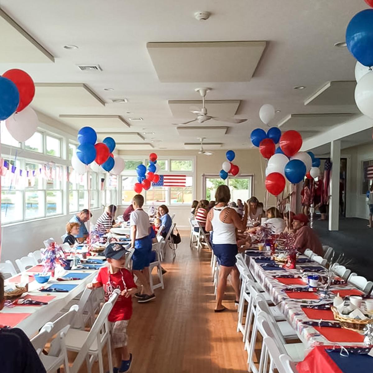 Wequaquet Lake Yacht Club installed two-inch thick acoustical panels in their multi-use club dining room.