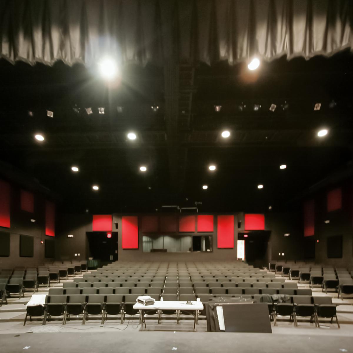 Two inch thick acoustical panels on the walls of the Williamsburg Players' theater. 
