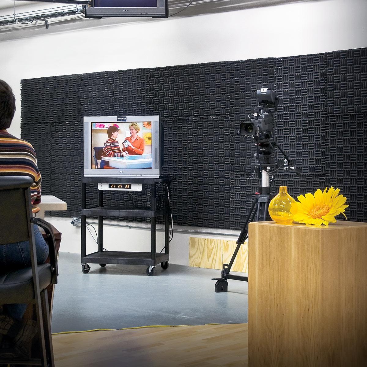 Acoustic foam reduces sound at the WSS Media production facility. 