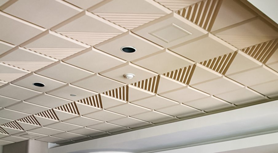 The Fountains Country Club – Sonex® Contour ceiling tiles by Pinta Acoustic, Inc. used in standard grid system to reduce noise levels in dining/meeting room.