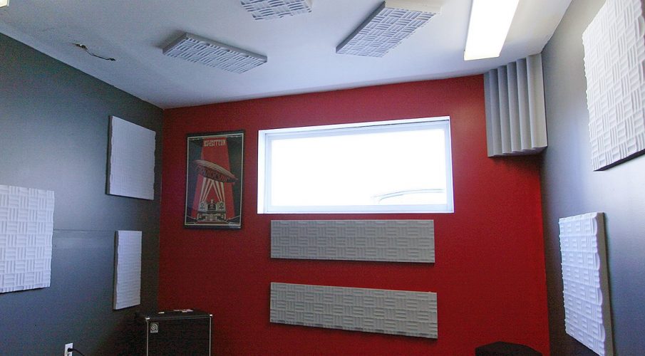 Sound Check Studios - Acoustic foam panels and bass traps in the practice room.