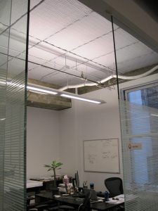 Sonex® Valueline Acoustical foam direct mounted to a concrete ceiling to improve this office's acoustical environment.