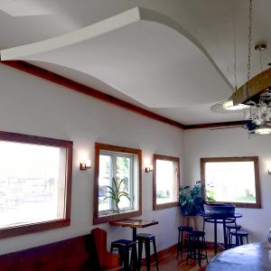 Rockbridge Vineyard Tasting Room - Whisperwave Ceiling Clouds were installed to reduce the reverberation and echo, improving the customer's experience.