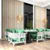 AlphaSorb Designer Acoustic Wood Slat Panels in Light Oak in a Restaurant